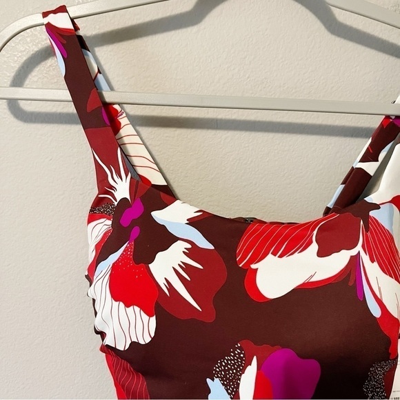 Athleta NEW Square Neck Bra Cup Tankini Swim Top Tropical Floral Print 32D/DD - Picture 4 of 13